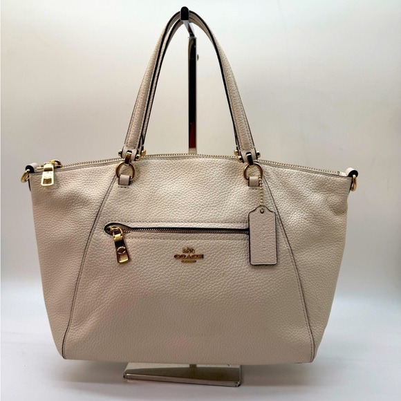 Coach Handbags - Coach Prairie Medium Cream Pebbled Leather Satchel Crossbody Bag 79997